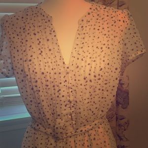 White and black polka dotted dress